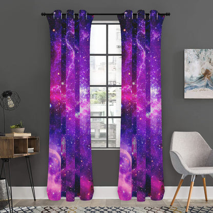 Purple Bursting Galaxy Space Print Curtain
