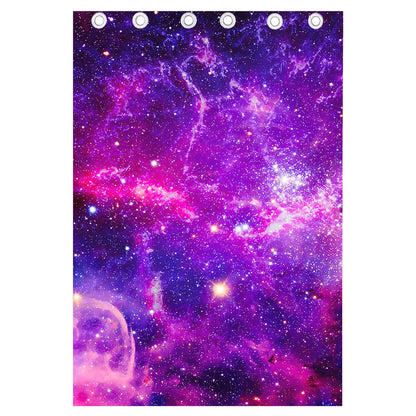 Purple Bursting Galaxy Space Print Curtain
