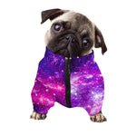 Purple Bursting Galaxy Space Print Dog Zip Up Jacket