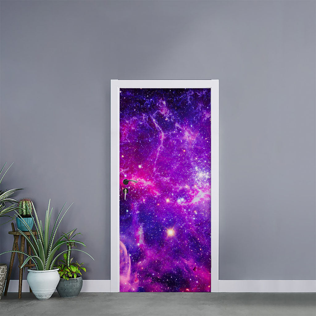 Purple Bursting Galaxy Space Print Door Sticker