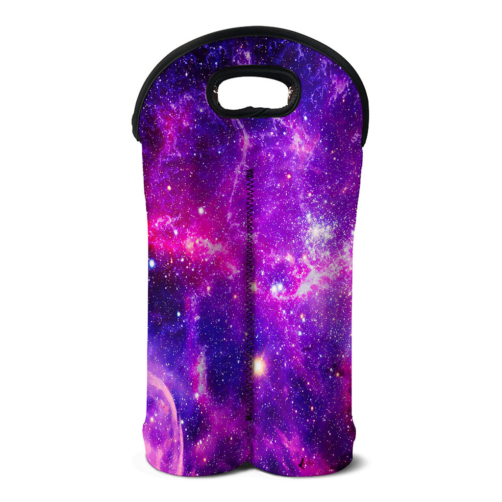 Purple Bursting Galaxy Space Print Double Neoprene Wine Tote