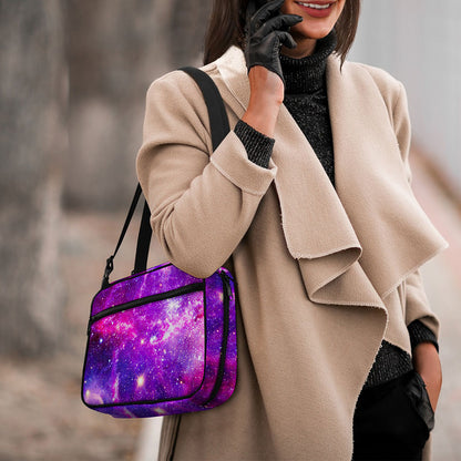 Purple Bursting Galaxy Space Print Double Strap Bible Bag