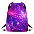Purple Bursting Galaxy Space Print Drawstring Backpack