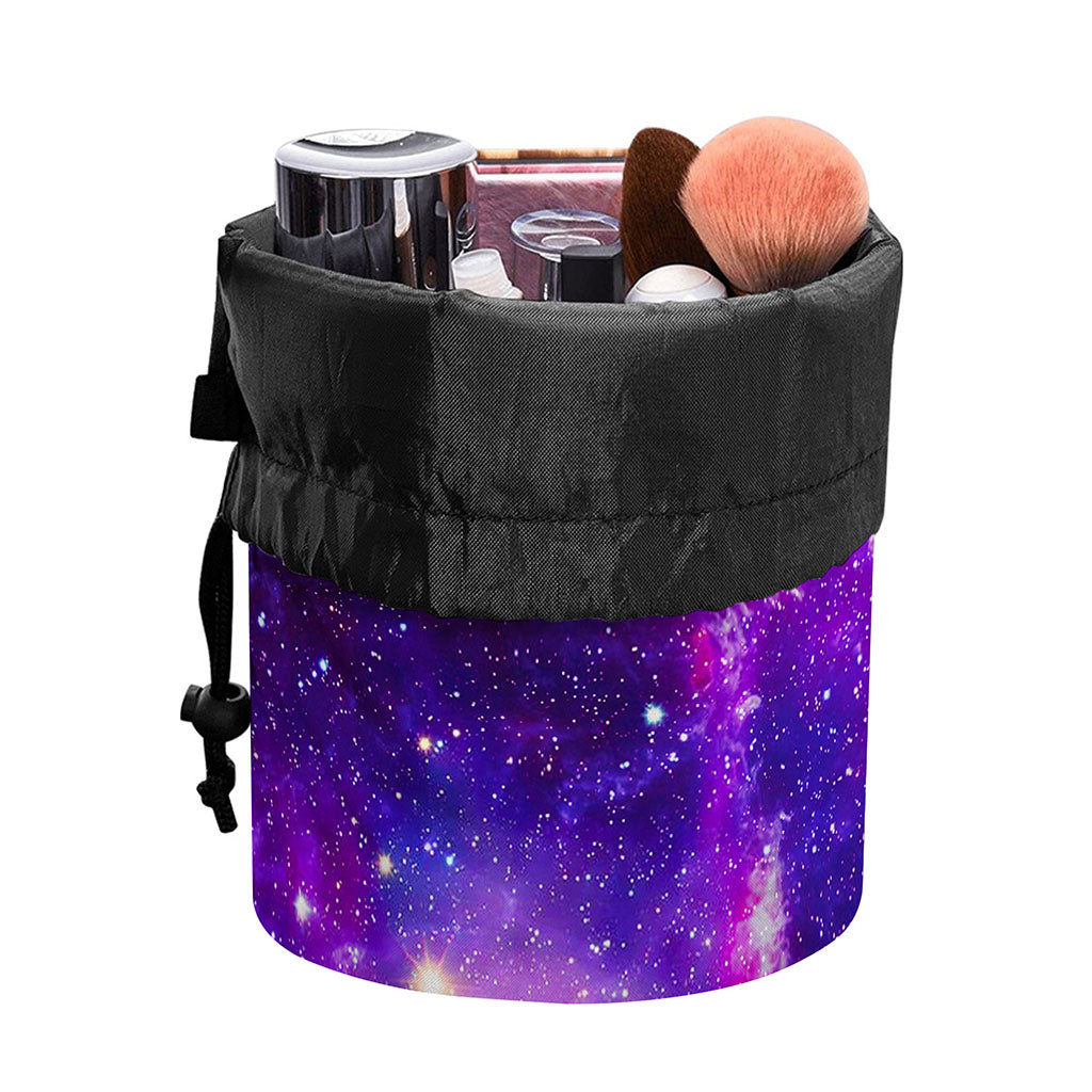 Purple Bursting Galaxy Space Print Drawstring Makeup Bag