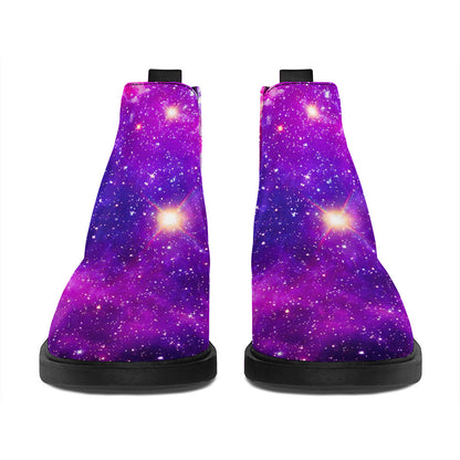 Purple Bursting Galaxy Space Print Flat Ankle Boots