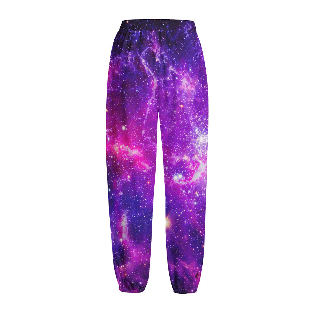 Purple Bursting Galaxy Space Print Fleece Lined Knit Pants