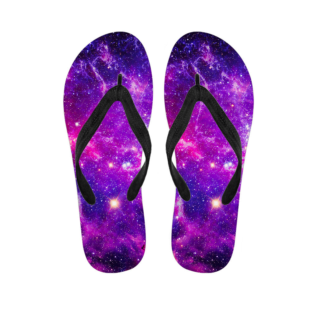 Purple Bursting Galaxy Space Print Flip Flops