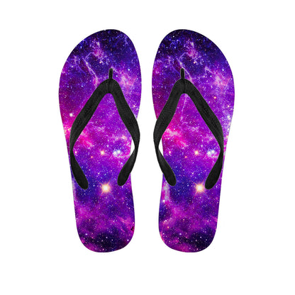 Purple Bursting Galaxy Space Print Flip Flops