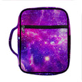 Purple Bursting Galaxy Space Print Front Pocket Bible Bag