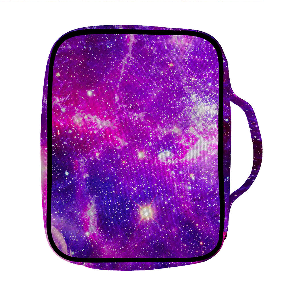 Purple Bursting Galaxy Space Print Front Pocket Bible Bag