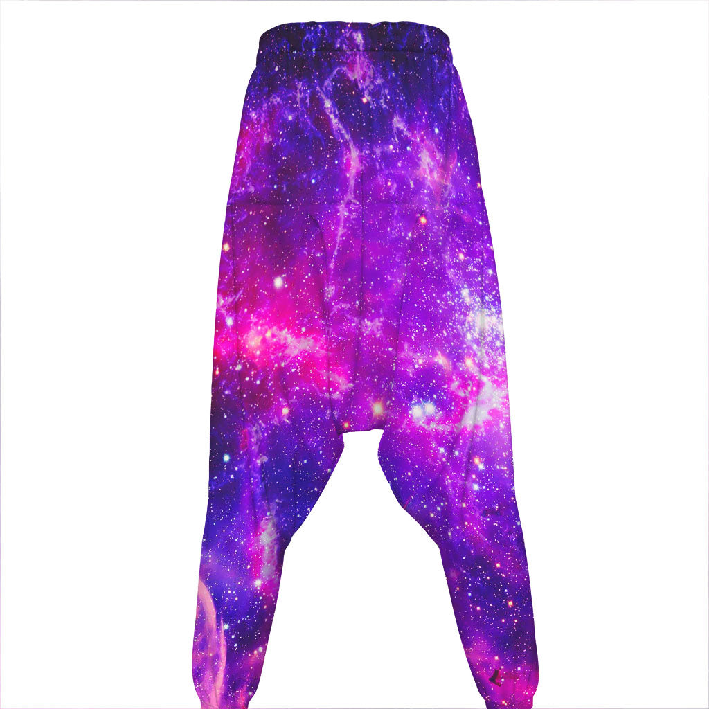 Purple Bursting Galaxy Space Print Hammer Pants