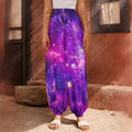 Purple Bursting Galaxy Space Print Harem Pants