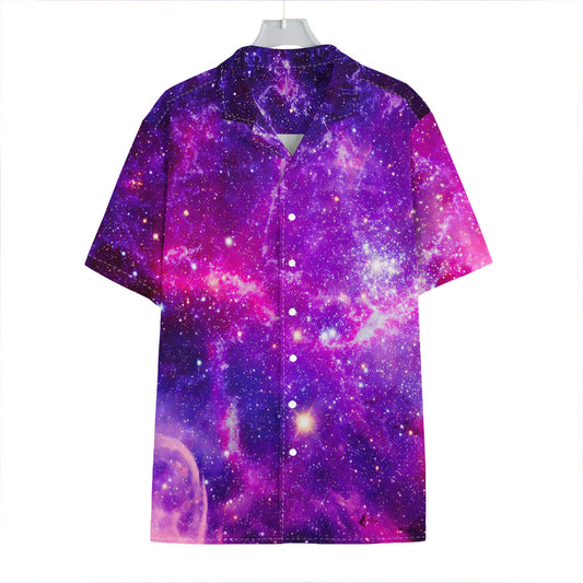 Purple Bursting Galaxy Space Print Hawaiian Shirt