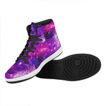 Purple Bursting Galaxy Space Print High Top Leather Sneakers
