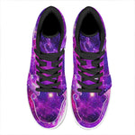 Purple Bursting Galaxy Space Print High Top Leather Sneakers