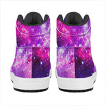 Purple Bursting Galaxy Space Print High Top Leather Sneakers