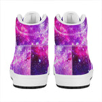 Purple Bursting Galaxy Space Print High Top Leather Sneakers