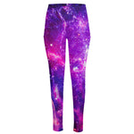 Purple Bursting Galaxy Space Print High-Waisted Pocket Leggings
