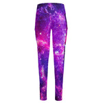 Purple Bursting Galaxy Space Print High-Waisted Pocket Leggings
