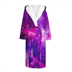 Purple Bursting Galaxy Space Print Hooded Bathrobe