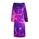 Purple Bursting Galaxy Space Print Hooded Bathrobe