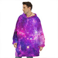 Purple Bursting Galaxy Space Print Hoodie Blanket