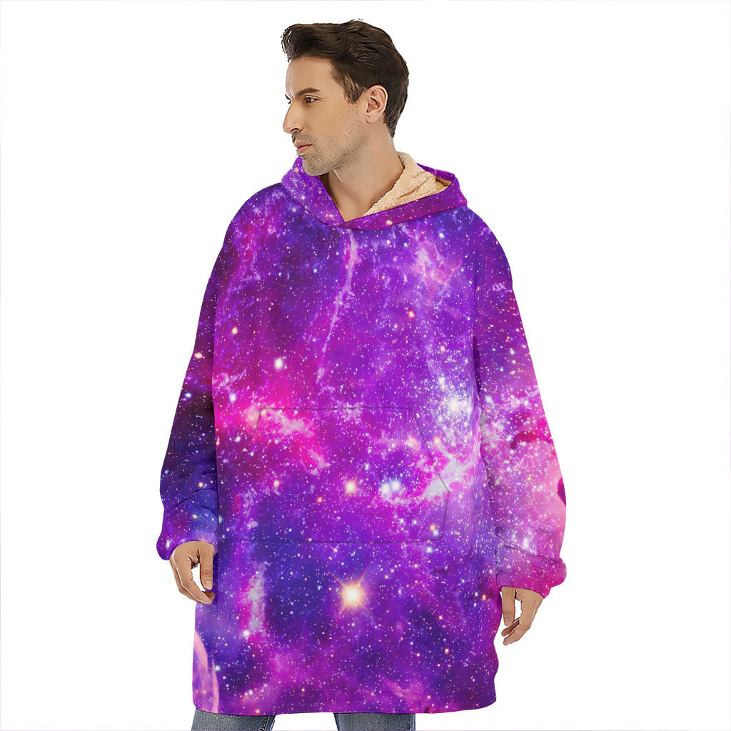 Purple Bursting Galaxy Space Print Hoodie Blanket