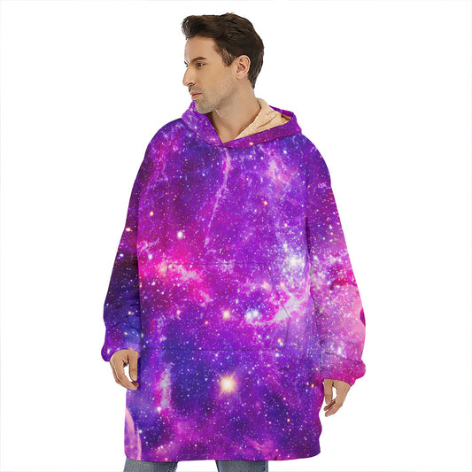 Purple Bursting Galaxy Space Print Hoodie Blanket
