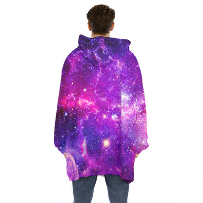 Purple Bursting Galaxy Space Print Hoodie Blanket