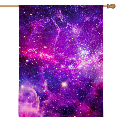 Purple Bursting Galaxy Space Print House Flag