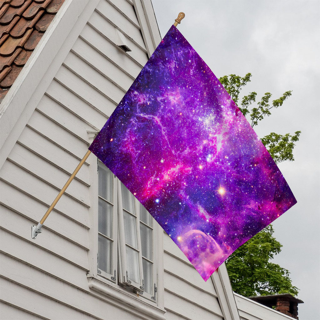 Purple Bursting Galaxy Space Print House Flag