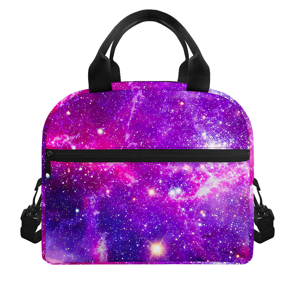 Purple Bursting Galaxy Space Print Insulated Lunch Bag