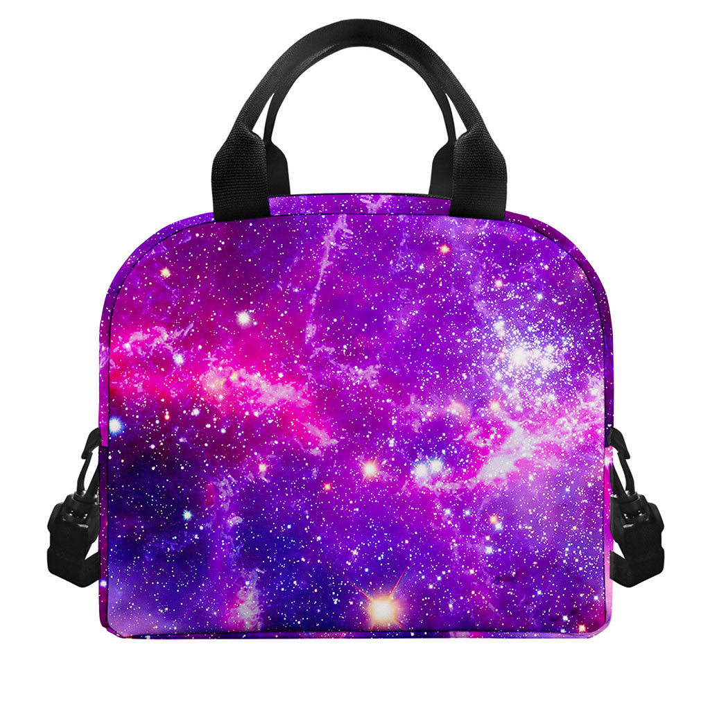 Purple Bursting Galaxy Space Print Insulated Lunch Bag