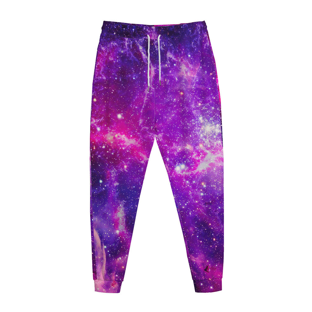 Purple Bursting Galaxy Space Print Jogger Pants
