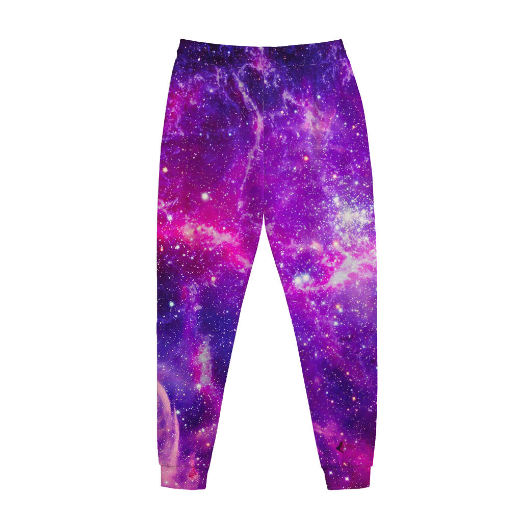 Purple Bursting Galaxy Space Print Jogger Pants