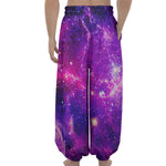 Purple Bursting Galaxy Space Print Lantern Pants