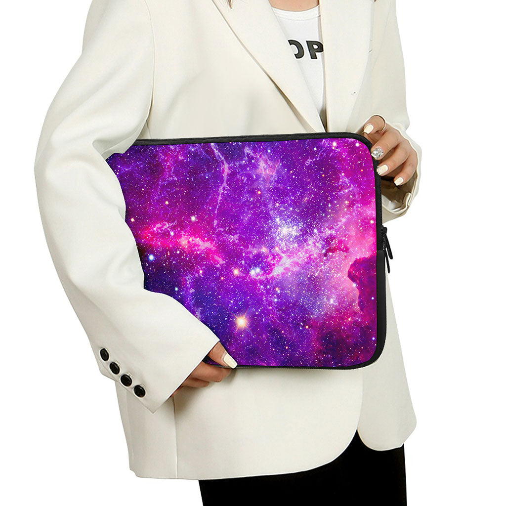 Purple Bursting Galaxy Space Print Laptop Sleeve
