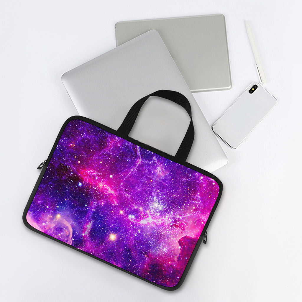 Purple Bursting Galaxy Space Print Laptop Sleeve With Handle