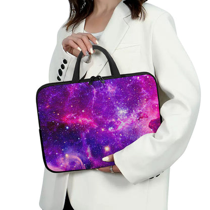 Purple Bursting Galaxy Space Print Laptop Sleeve With Handle
