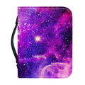 Purple Bursting Galaxy Space Print Leather Bible Cover