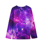 Purple Bursting Galaxy Space Print Long Sleeve Short Coat