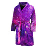 Purple Bursting Galaxy Space Print Men's Bathrobe