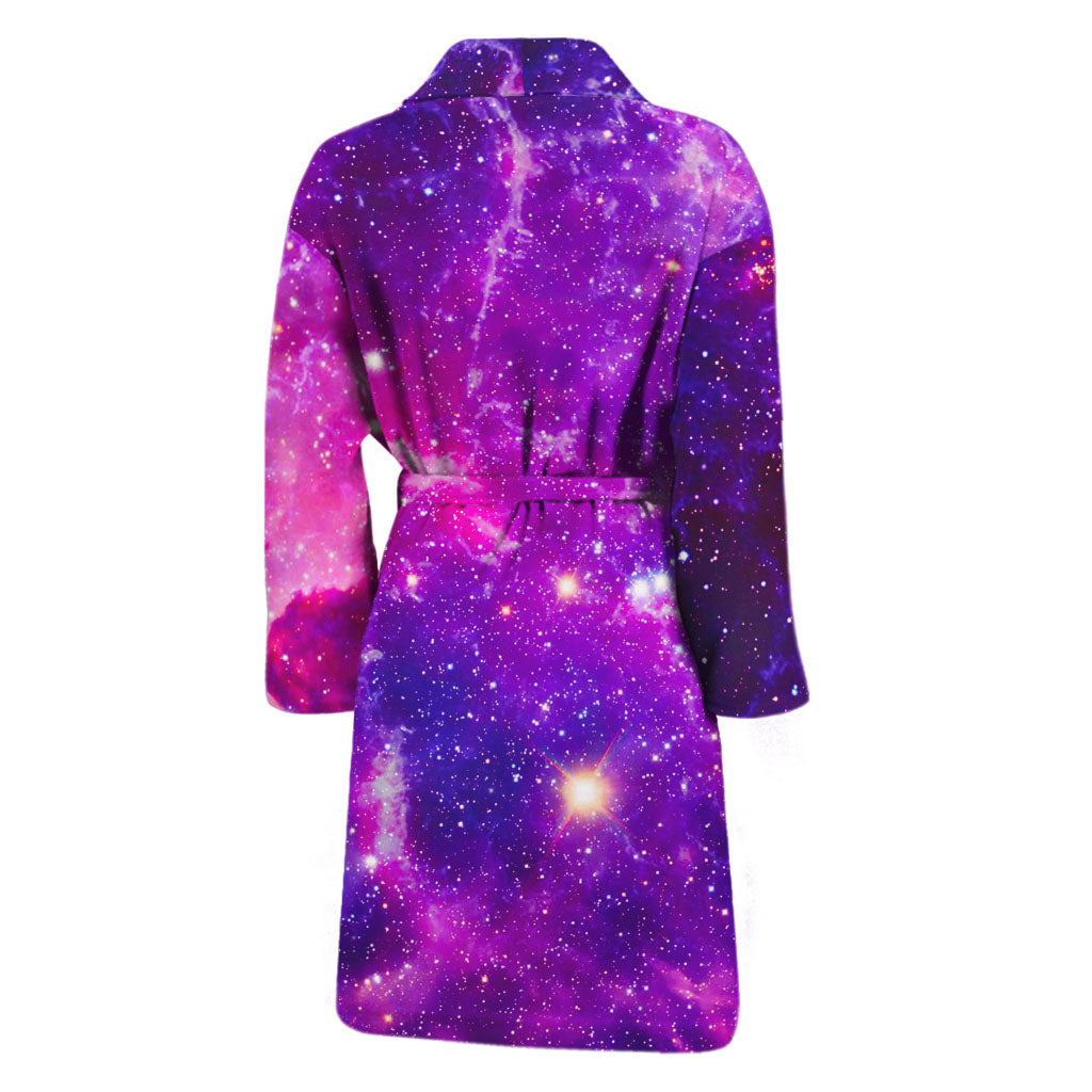 Purple Bursting Galaxy Space Print Men's Bathrobe