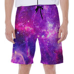 Purple Bursting Galaxy Space Print Men's Beach Shorts