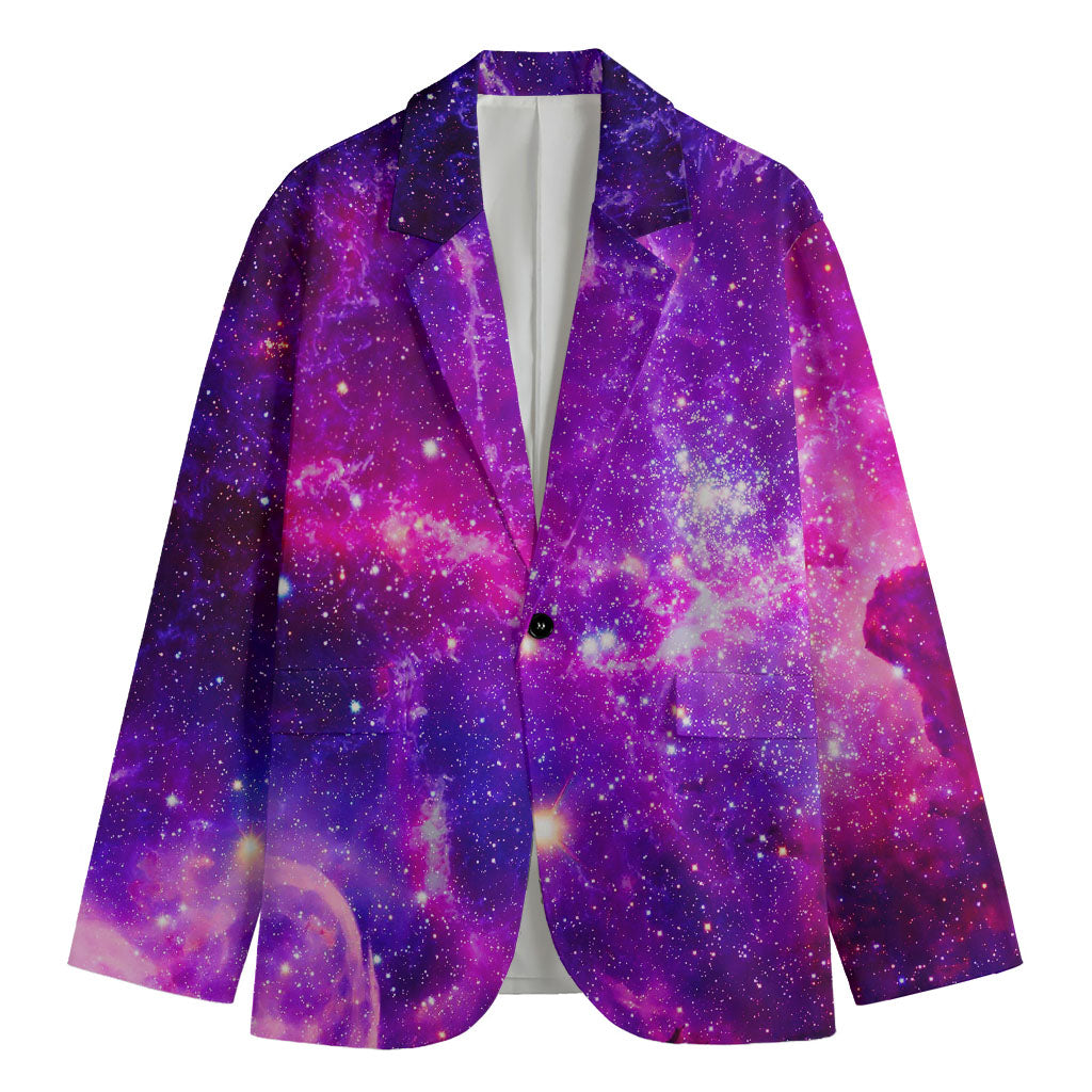 Purple Bursting Galaxy Space Print Men's Blazer