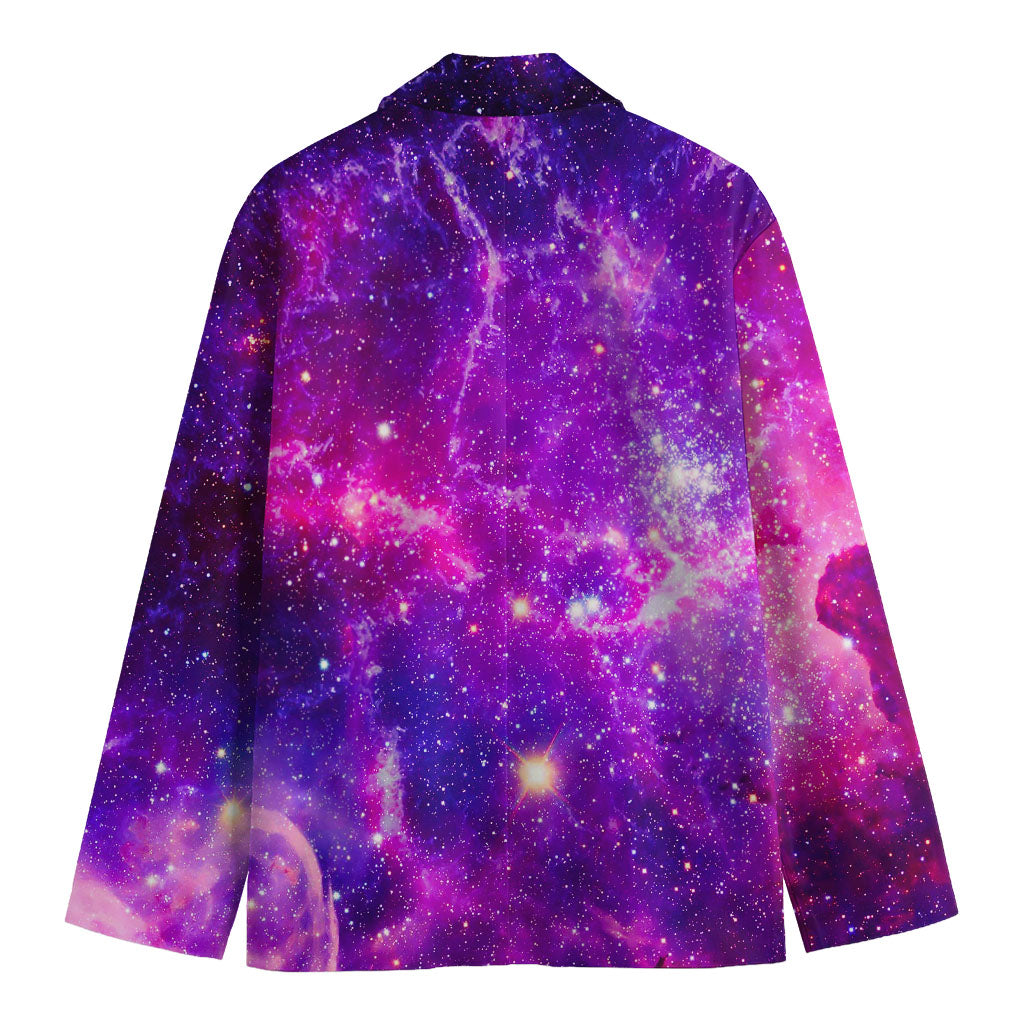 Purple Bursting Galaxy Space Print Men's Blazer