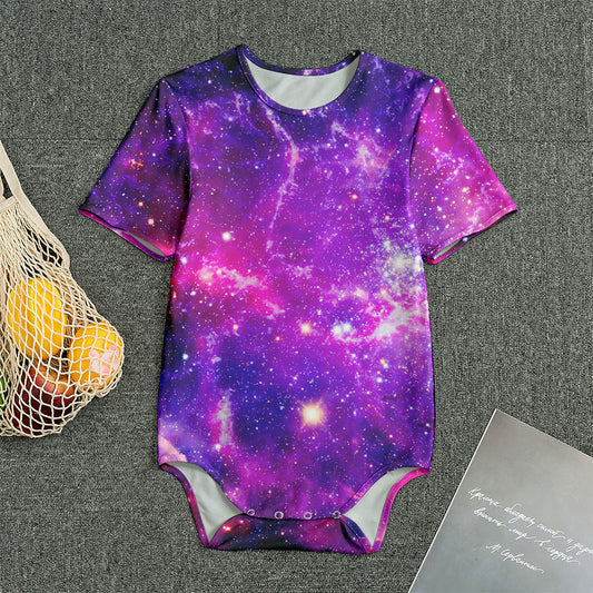 Purple Bursting Galaxy Space Print Men's Bodysuit