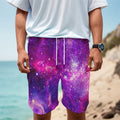 Purple Bursting Galaxy Space Print Men's Cargo Shorts