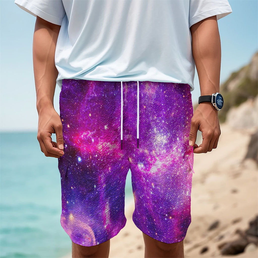 Purple Bursting Galaxy Space Print Men's Cargo Shorts