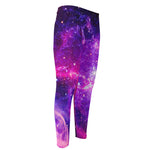 Purple Bursting Galaxy Space Print Men's Compression Pants